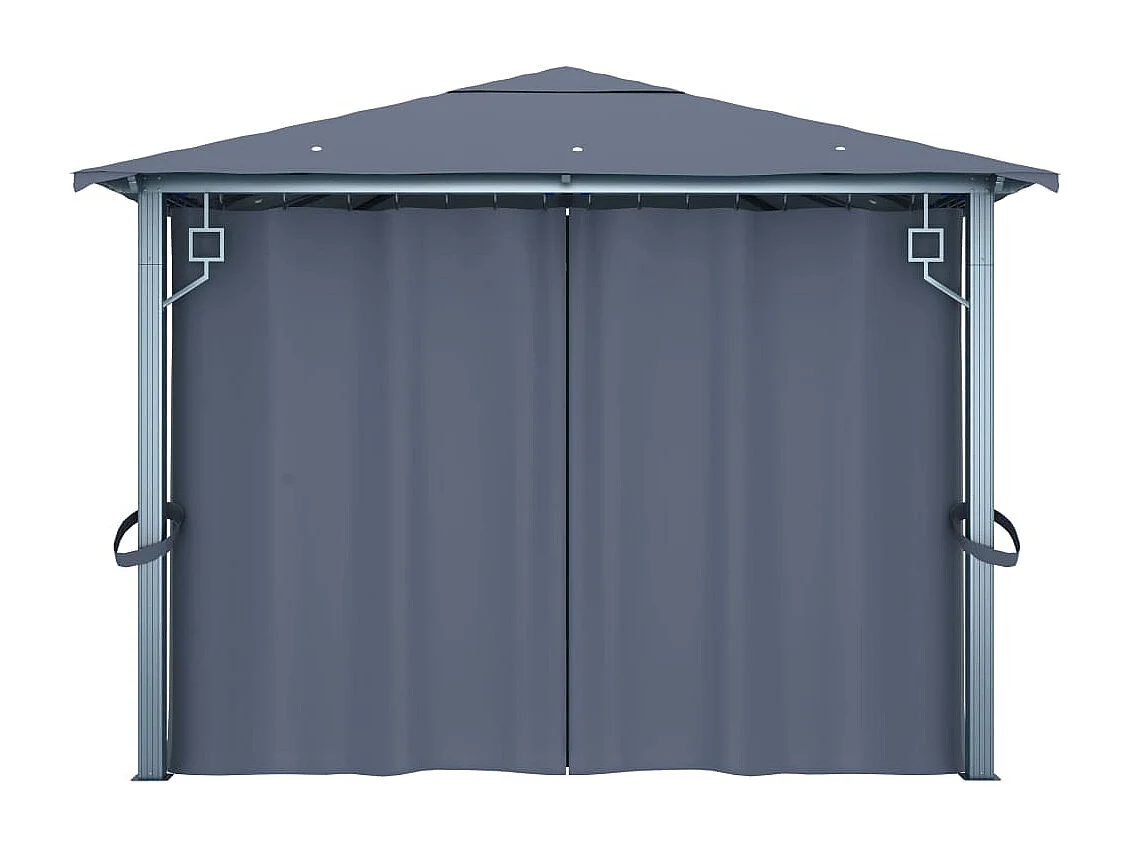 Tonnelle avec rideau et lumières LED 4x3 m Anthracite Aluminium