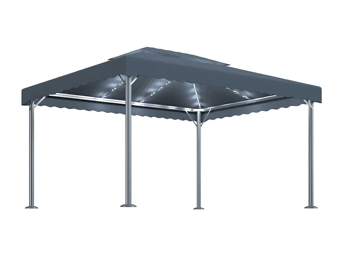 Tonnelle et guirlande lumineuse à LED 4x3m Anthracite Aluminium