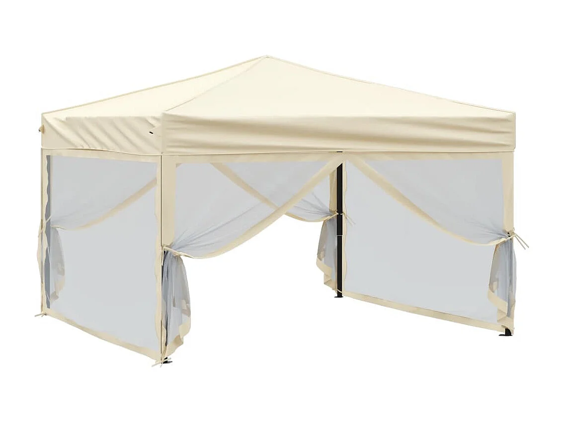Tenda per Feste Pieghevole con Pareti Laterali Crema 3x3 m