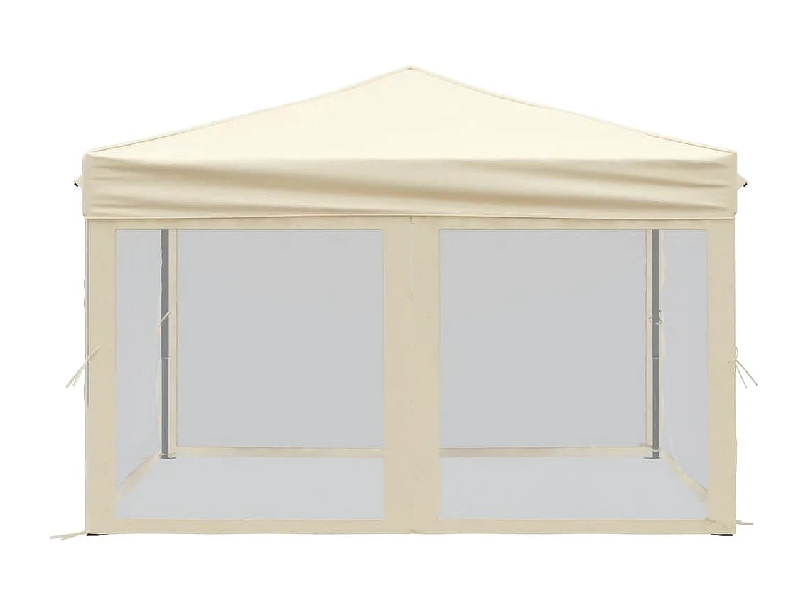 Tenda per Feste Pieghevole con Pareti Laterali Crema 3x3 m