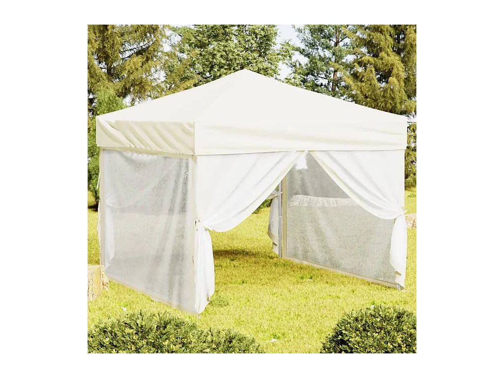 Partyzelt Faltbar mit Seitenwänden Creme 3x3 m