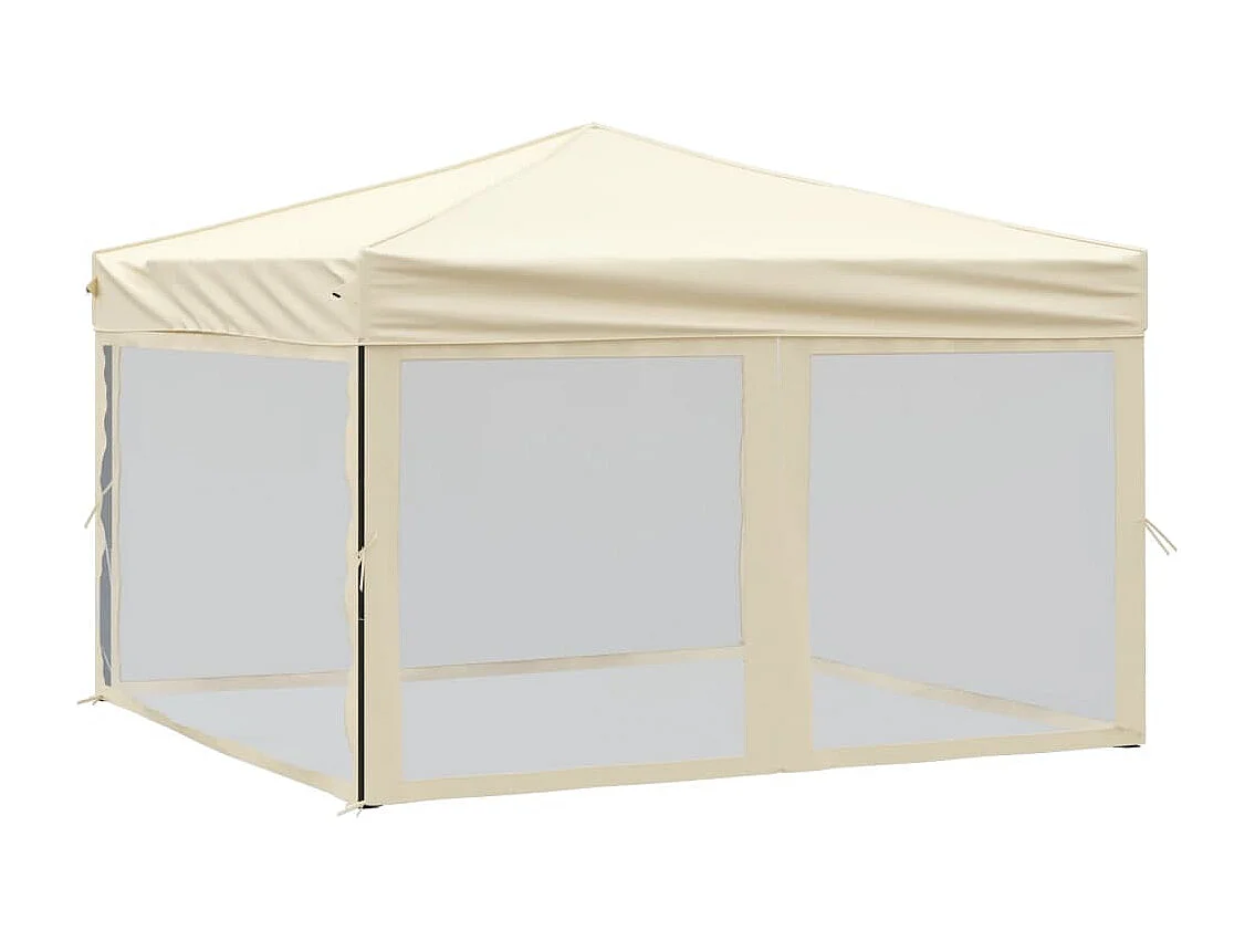 Tente de réception pliable avec parois Crème 3x3 m