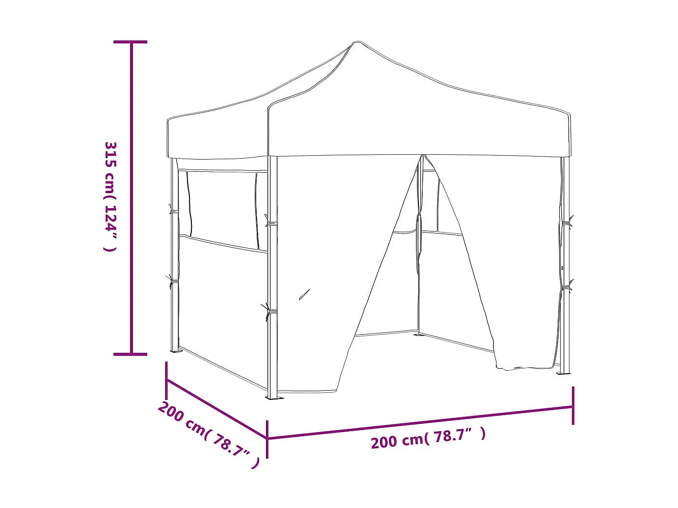 Gazebo Professionale Pieghevole con 4 Pareti 2x2m Acciaio Crema