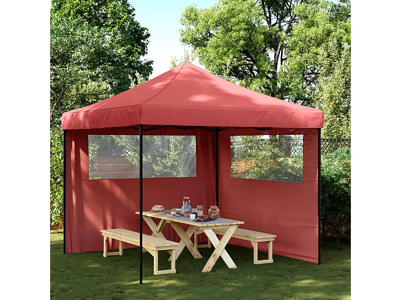 Tente de réception pliable escamotable avec 2 parois latérales