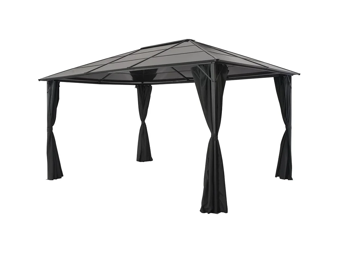 Gazebo con Tende in Alluminio 4x3x2,6 m Nero
