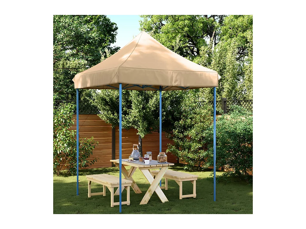 Tente de réception pliable escamotable beige 200x200x306 cm