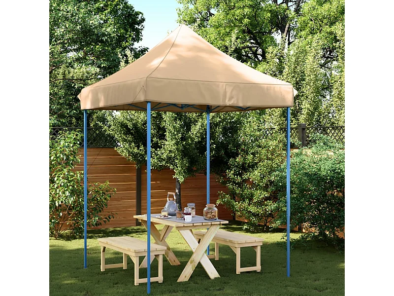 Tente de réception pliable escamotable beige 200x200x306 cm