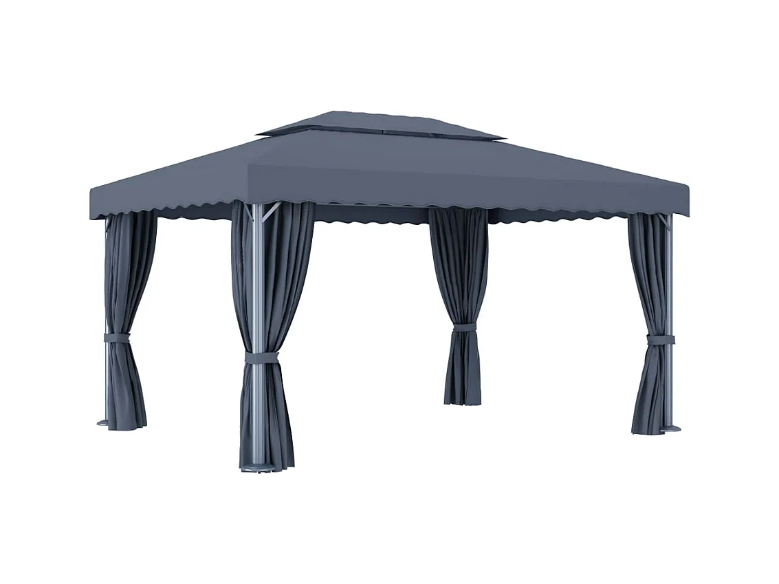 Tonnelle avec rideau 4x3 m Anthracite Aluminium