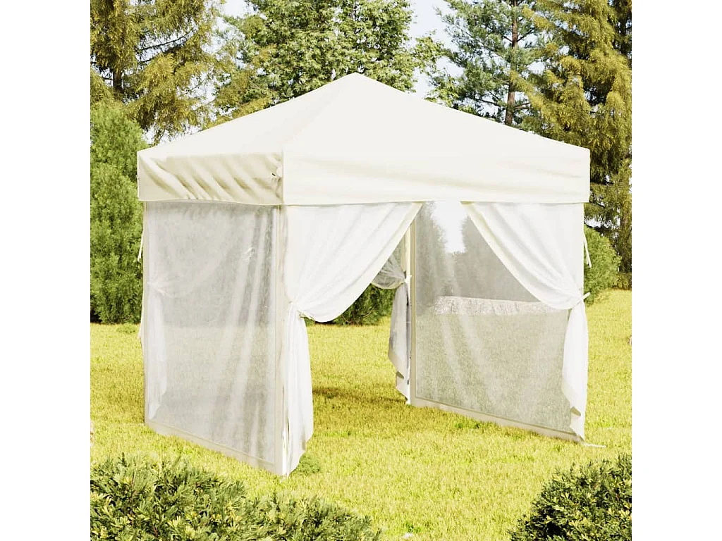 Tente de réception pliable avec parois Crème 2x2 m