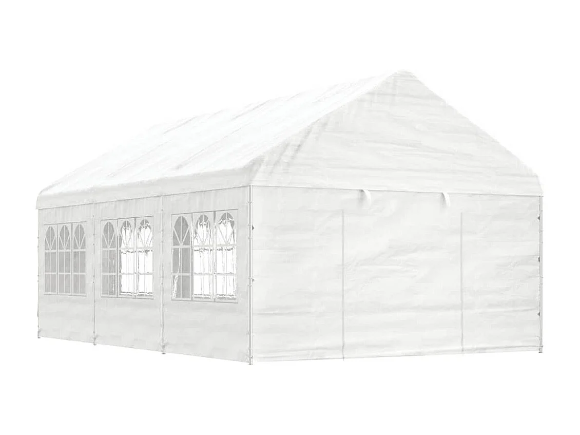 Gazebo con Tetto Bianco 6,69x4,08x3,22 m in Polietilene