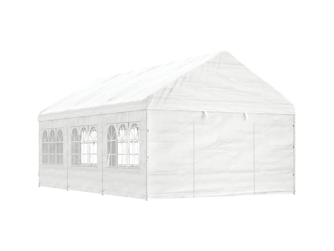 Belvédère avec toit blanc 6,69x4,08x3,22 m polyéthylène