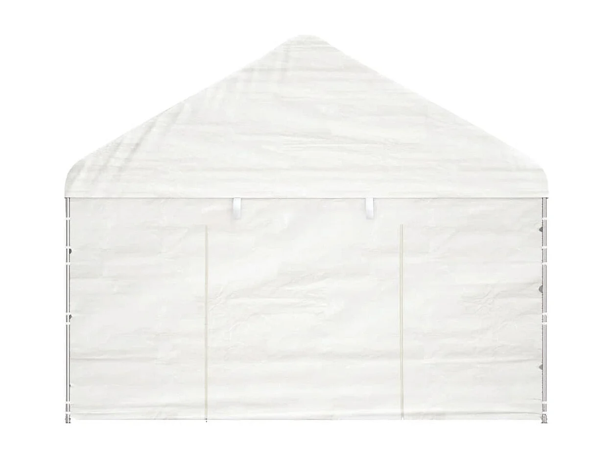 Cenador con techo polietileno blanco 6,69x4,08x3,22 m