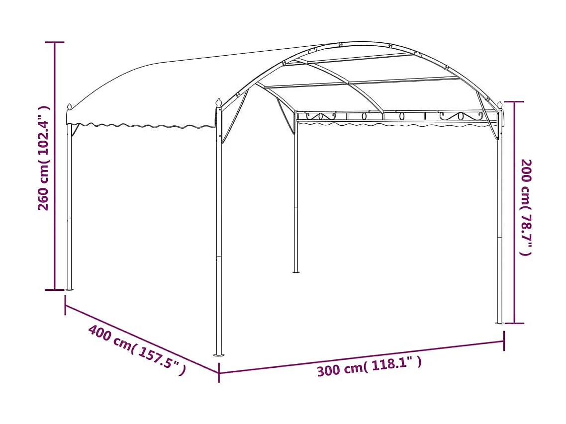 Auvent de parasol 3 x 4 m Anthracite
