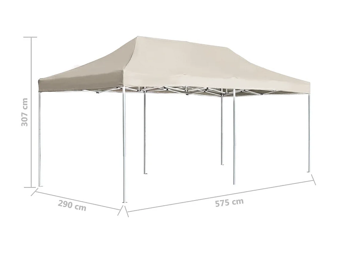 Partytent professioneel inklapbaar 6x3 m aluminium crème