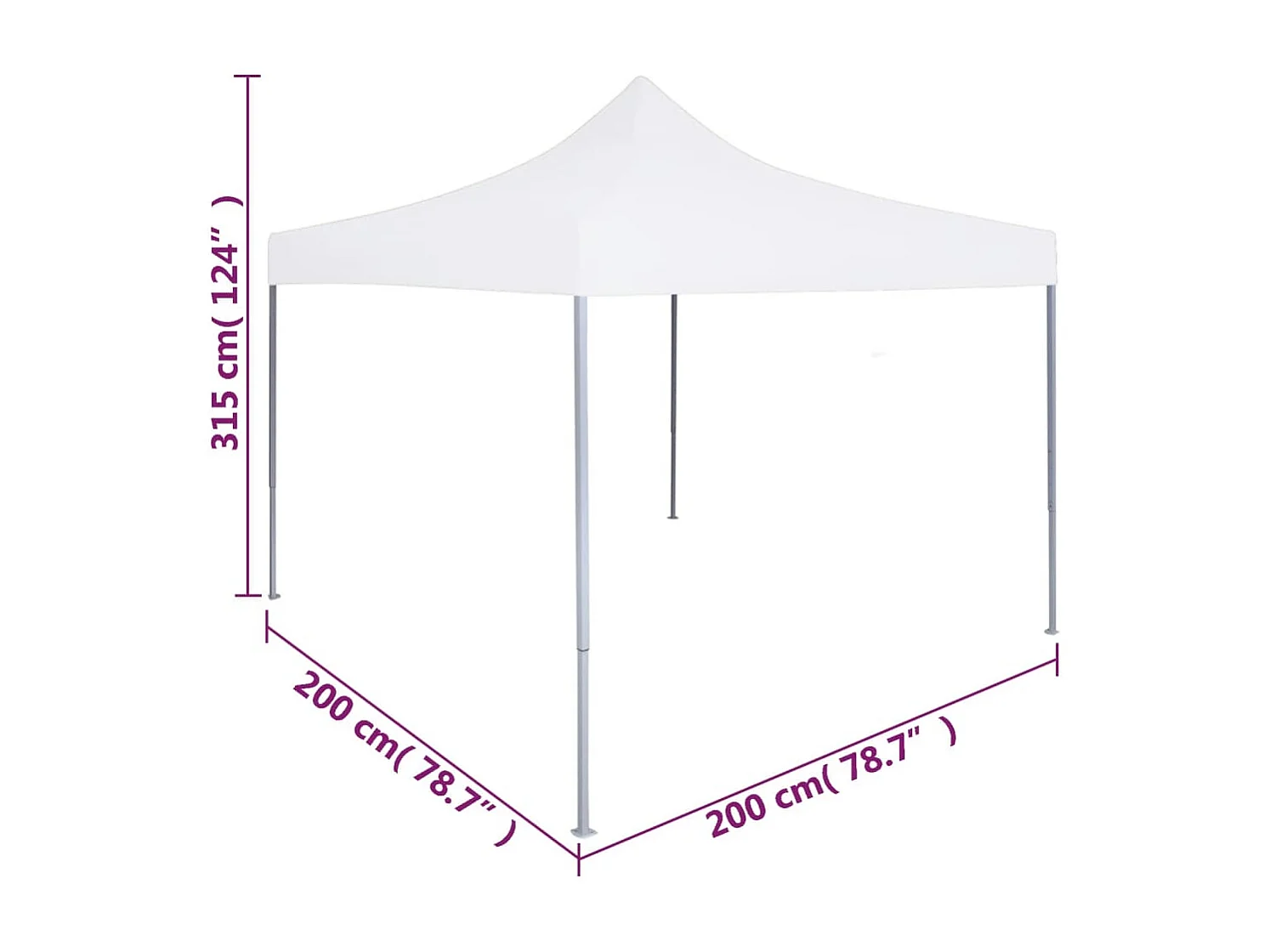 Profi-Partyzelt Faltbar 2×2 m Stahl Weiß