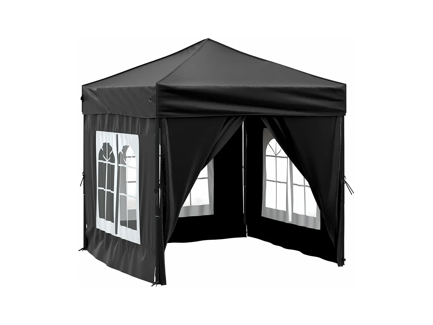 Tenda per Feste Pieghevole con Pareti Laterali Nero 2x2 m