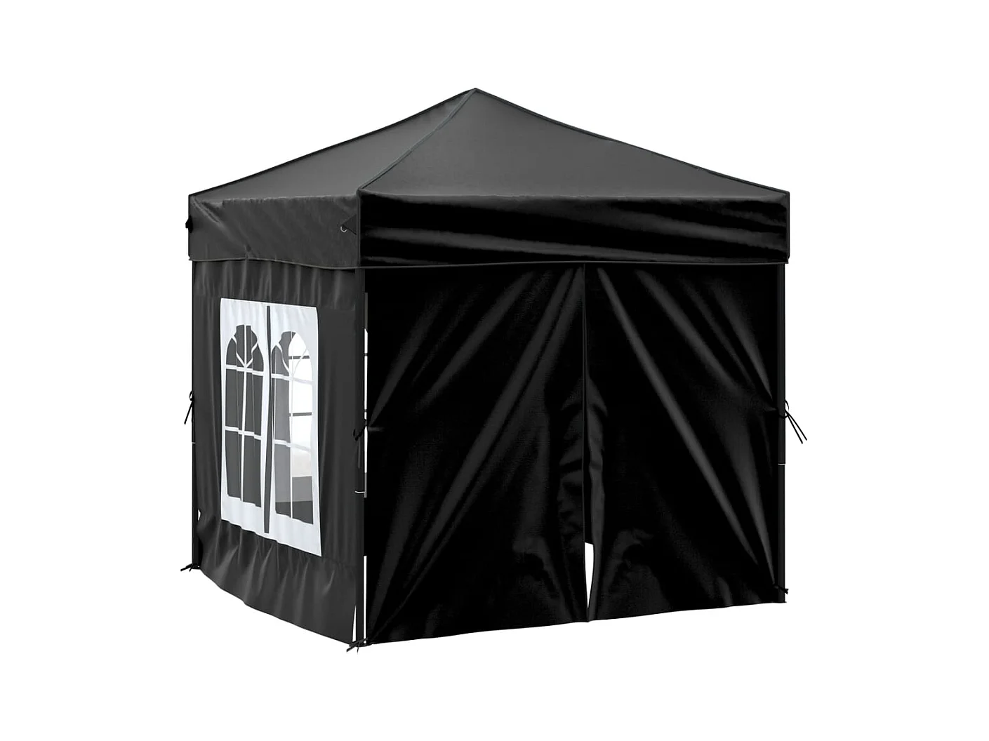 Tenda per Feste Pieghevole con Pareti Laterali Nero 2x2 m
