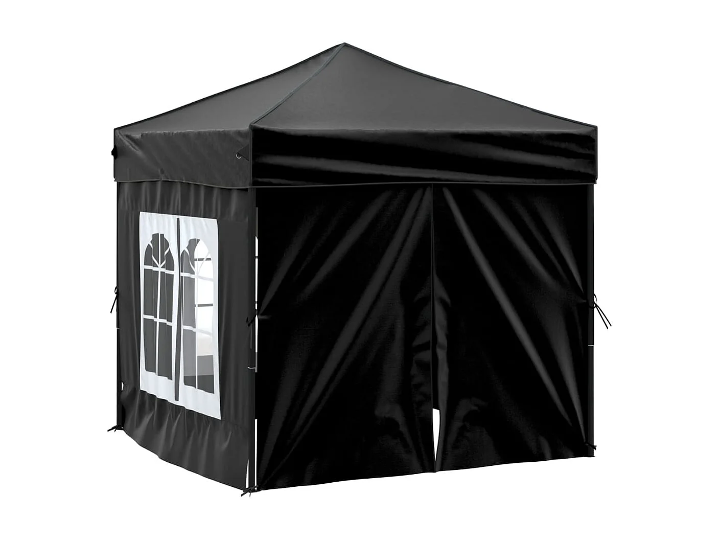 Tente de réception pliable avec parois Noir 2x2 m