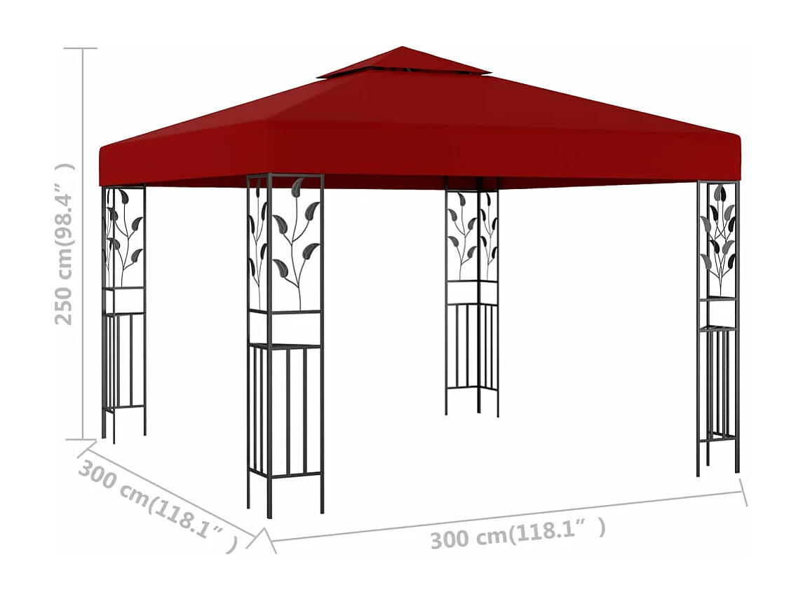 Belvédère 3x3 m Rouge bordeaux