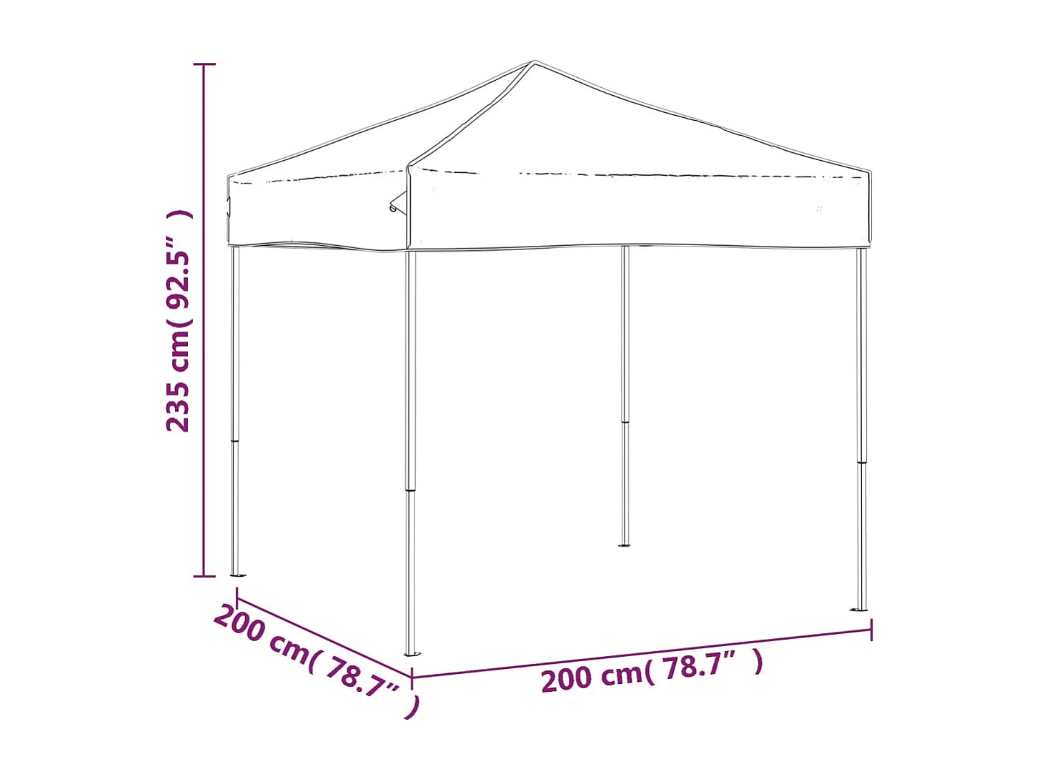 Tenda per Feste Pieghevole Blu 2x2 m