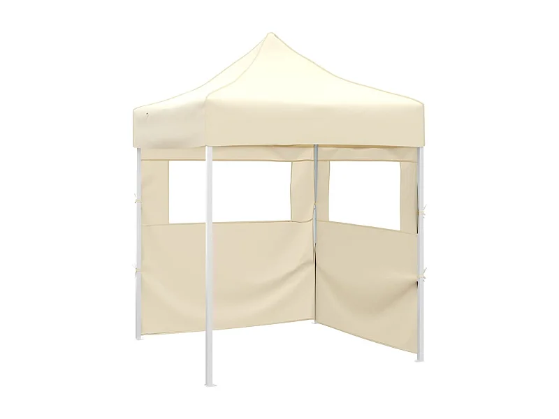 Partytent met 2 zijwanden inklapbaar 2x2 m staal crème