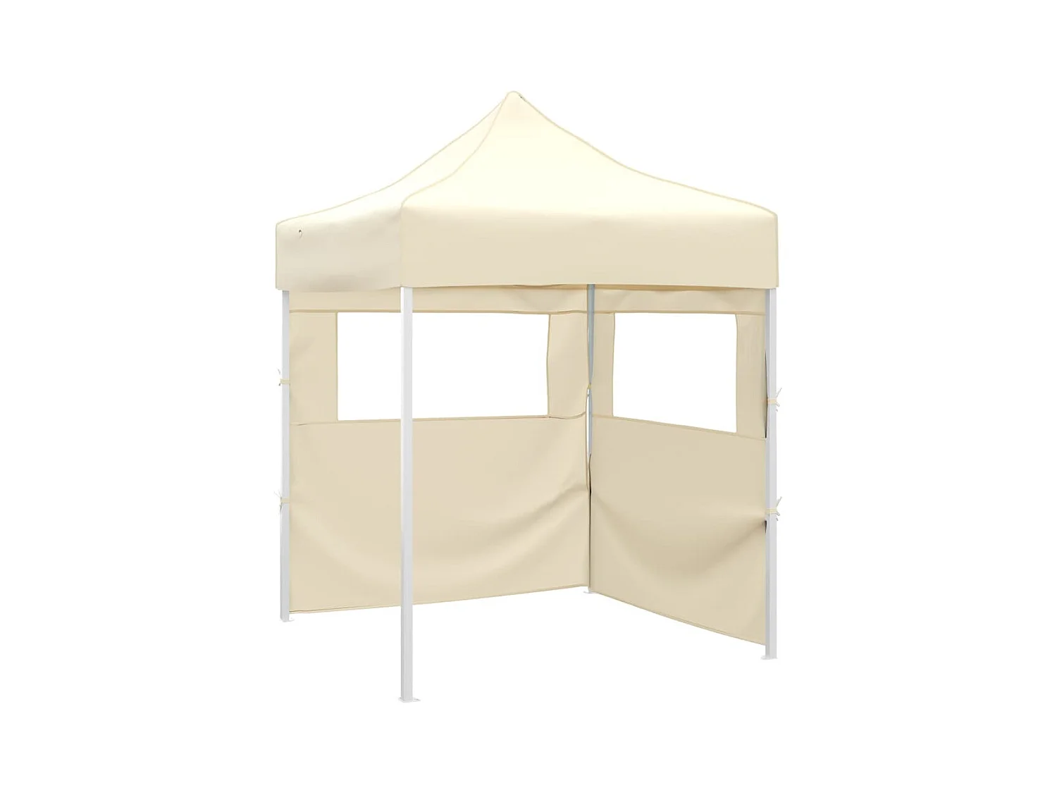 Tente de réception pliable avec 2 parois 2x2 m Acier Crème