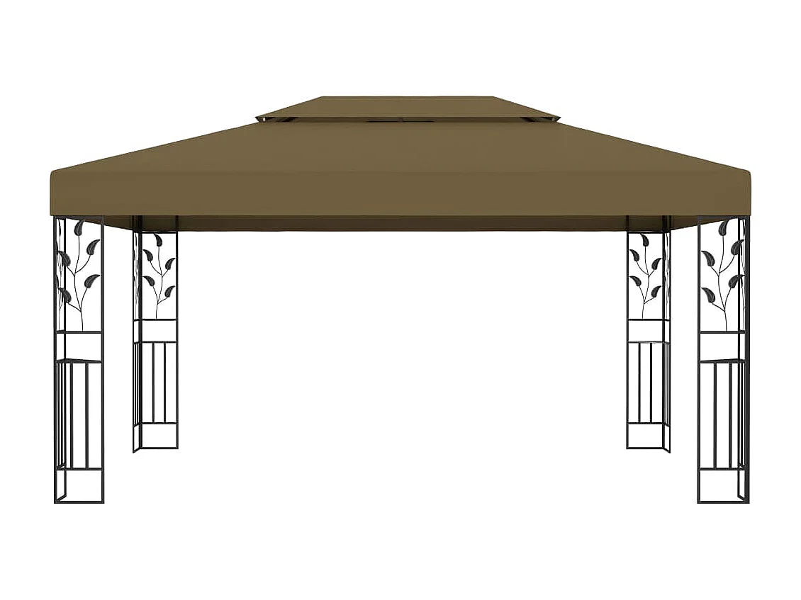 Cenador con doble techo gris taupe 3x4m 180 g/m²
