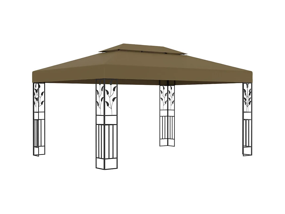Pavillon mit Doppeldach 3x4 m Taupe 180 g/m²