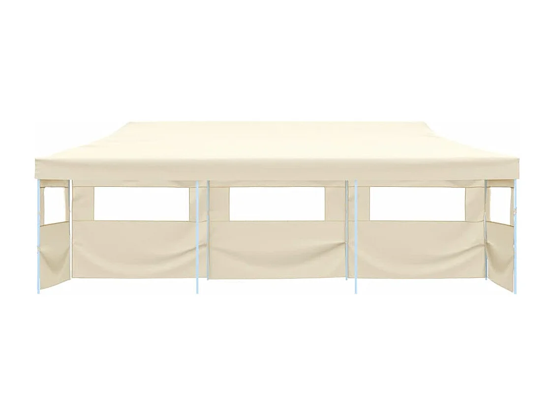 Tente de réception pliable escamotable avec 5 parois 3x9m crème