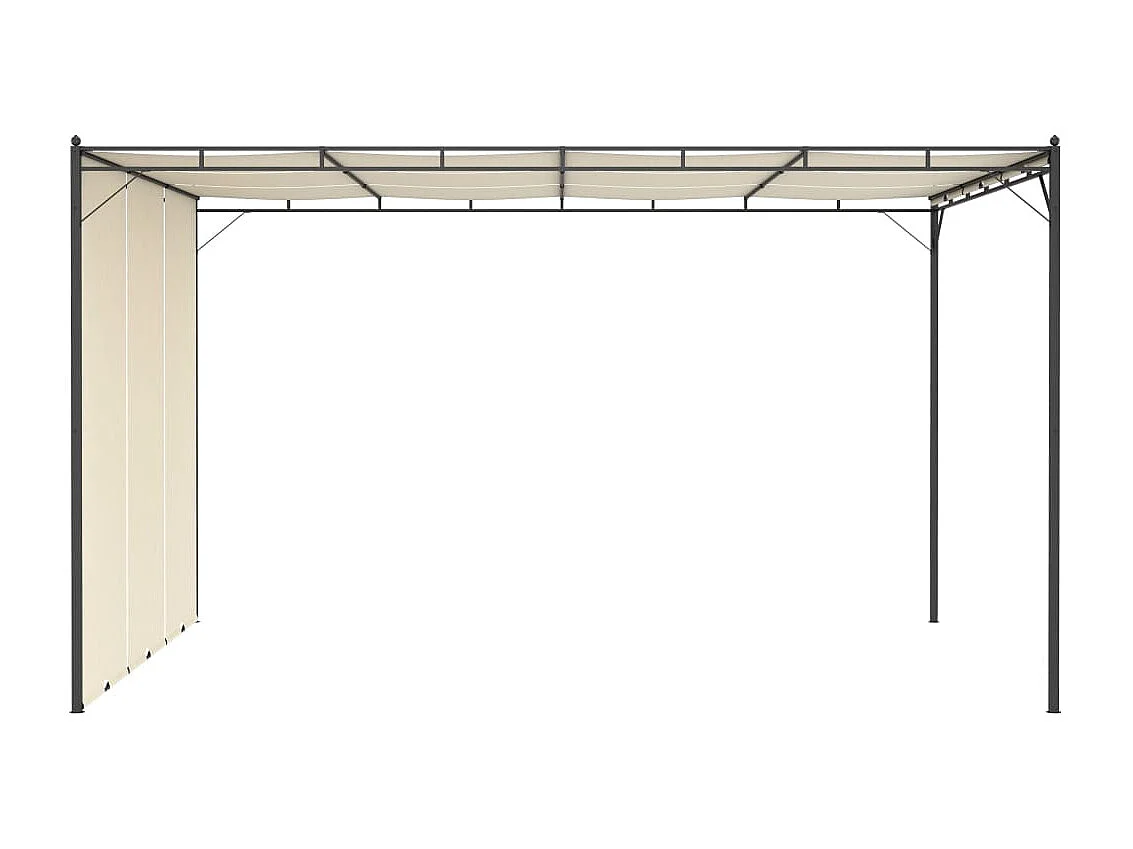 Belvédère de jardin avec rideau latéral 4x3x2,25 m Crème