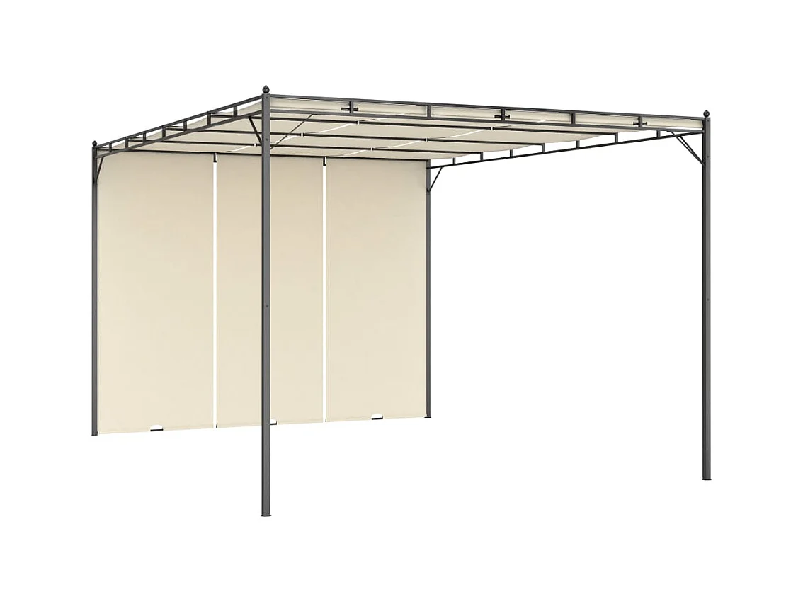 Gartenpavillon mit Seitenvorhang 4x3x2,25 m Creme