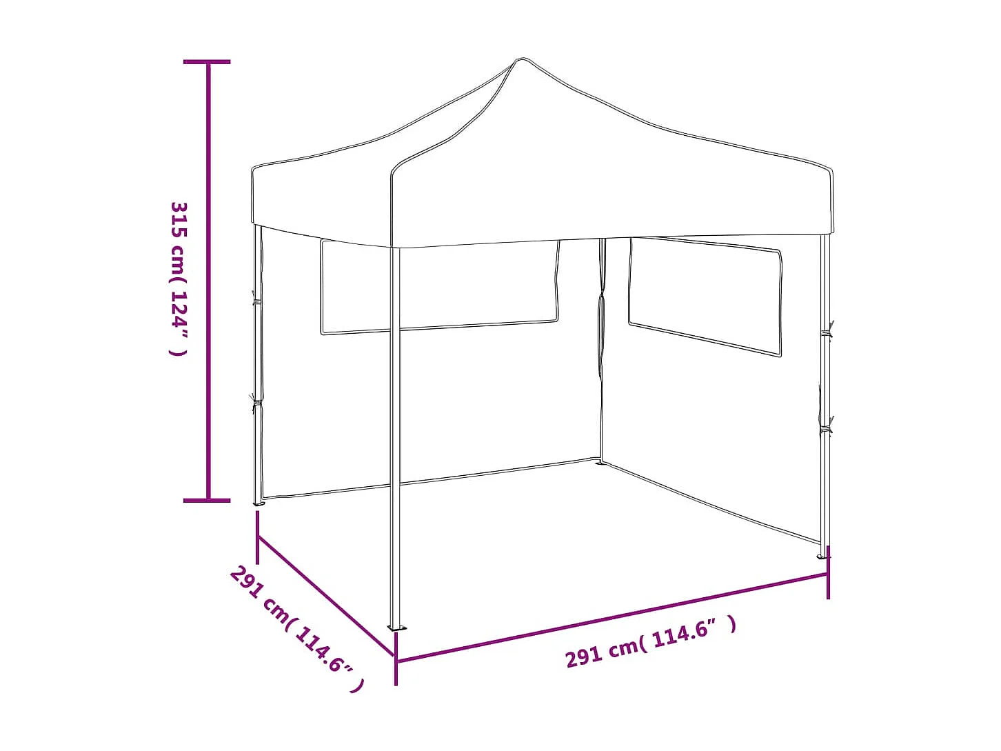 Tente pliable avec 2 parois 3 x 3 m Bleu