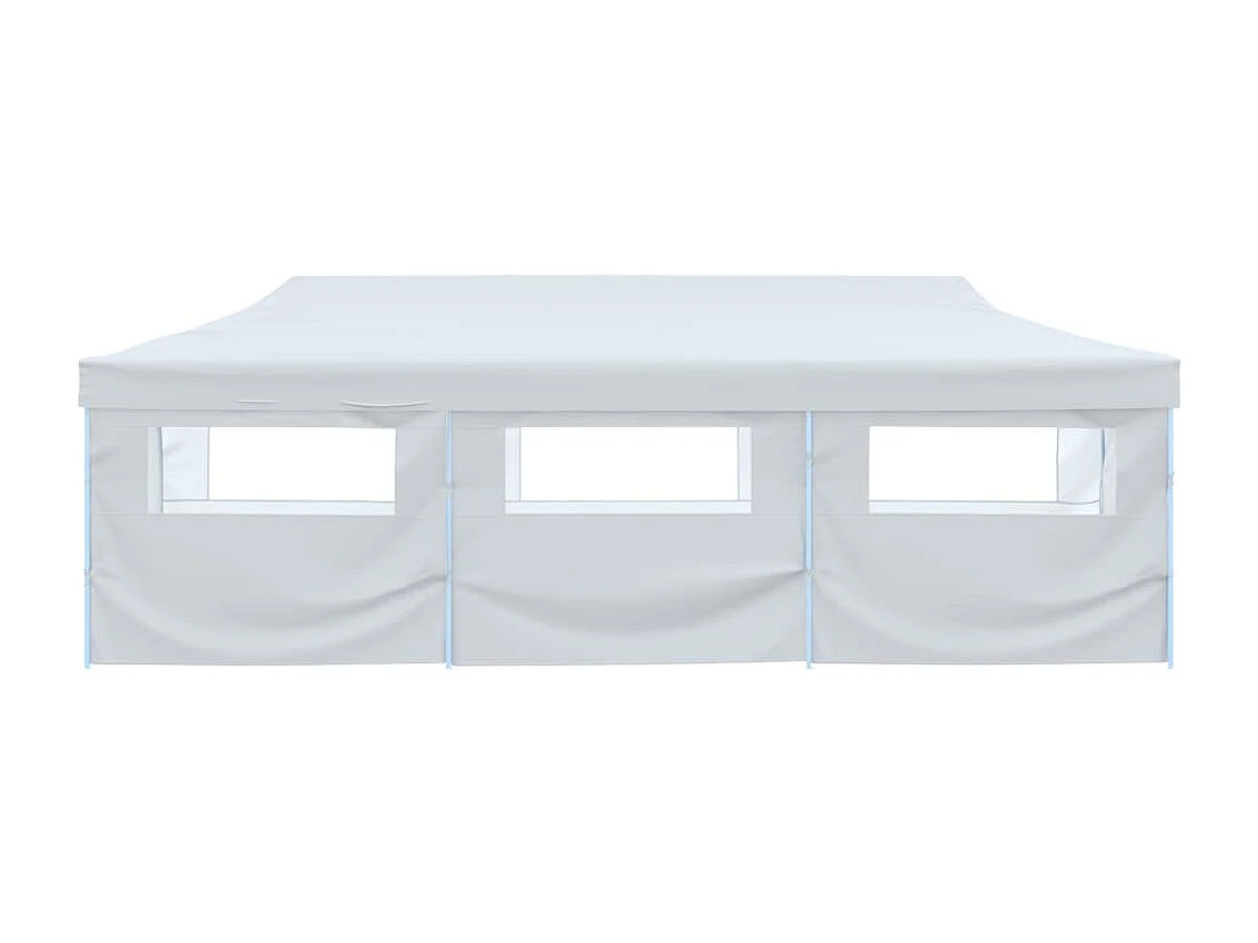 Tente de réception escamotable avec 8 parois 3 x 9 m Blanc
