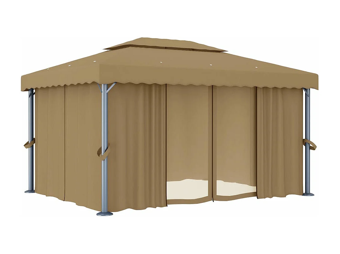 Tonnelle avec rideau 4x3 m Taupe Aluminium