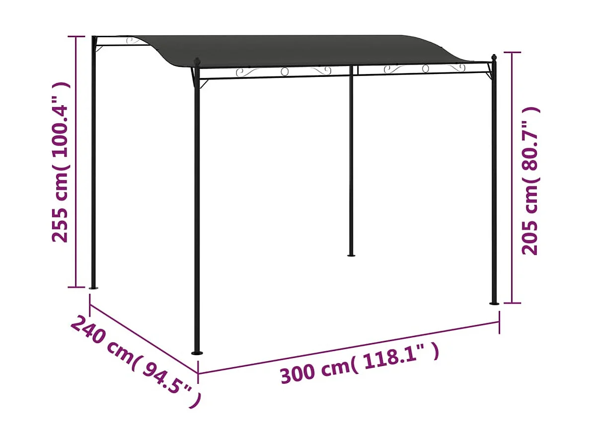 Auvent de parasol 3 x 2,4 m Anthracite