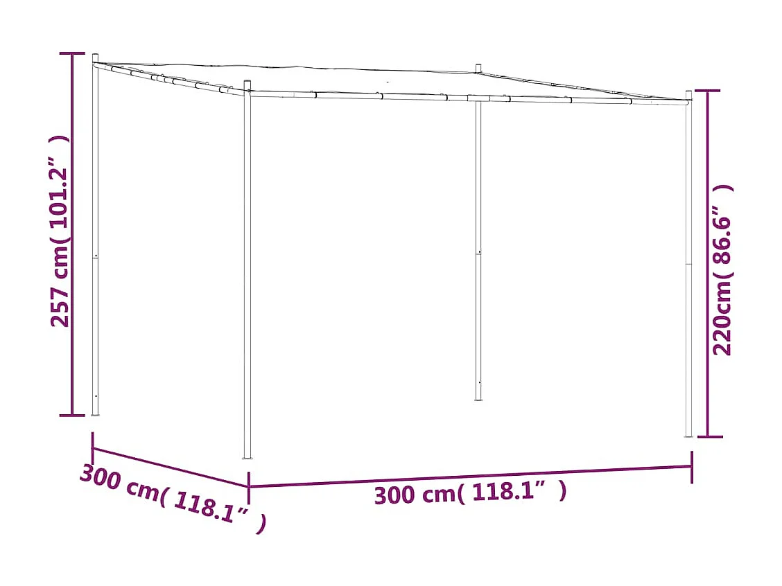Belvédère beige 3x3 m 180 g/m² tissu et acier