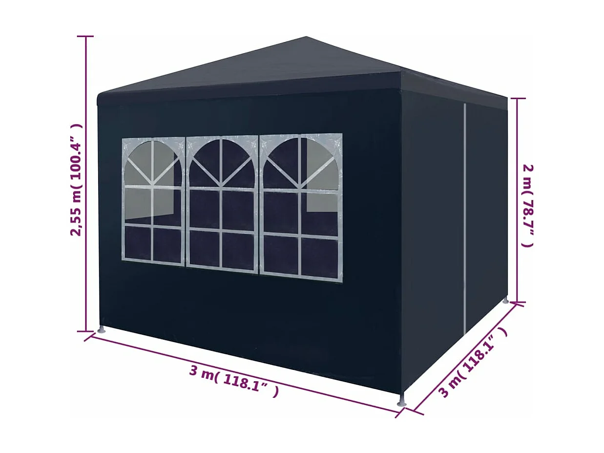 Carpa para celebraciones azul 3x3 m