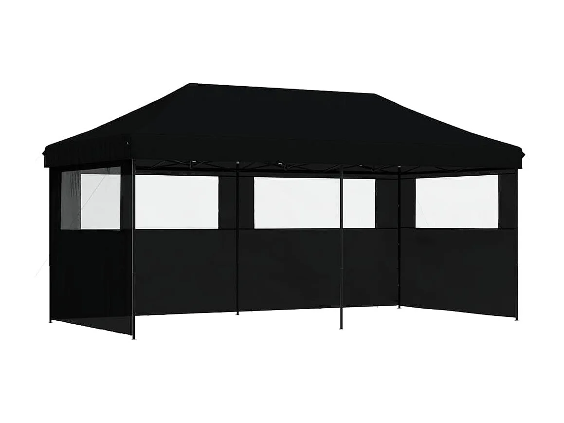 Tienda de fiesta plegable Pop-Up con 3 paredes laterales negra