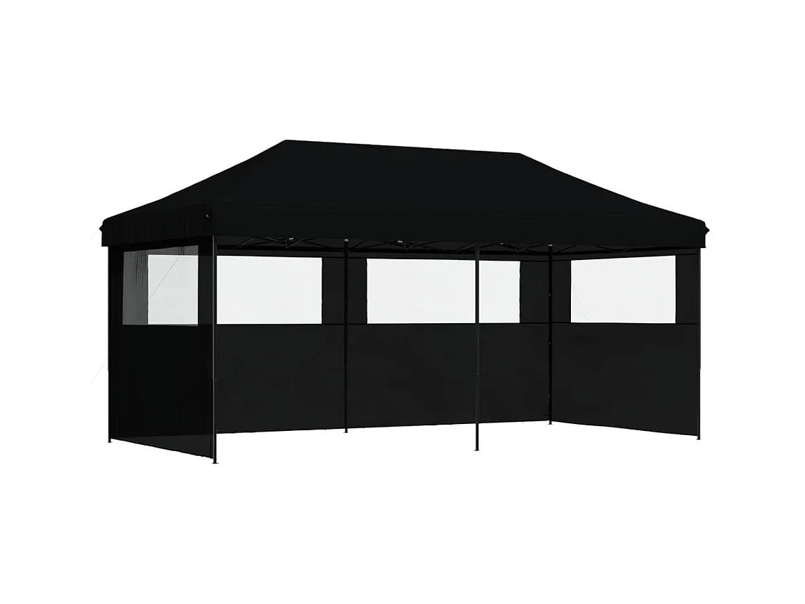 Tente de réception pliable escamotable 3 parois latérales noir