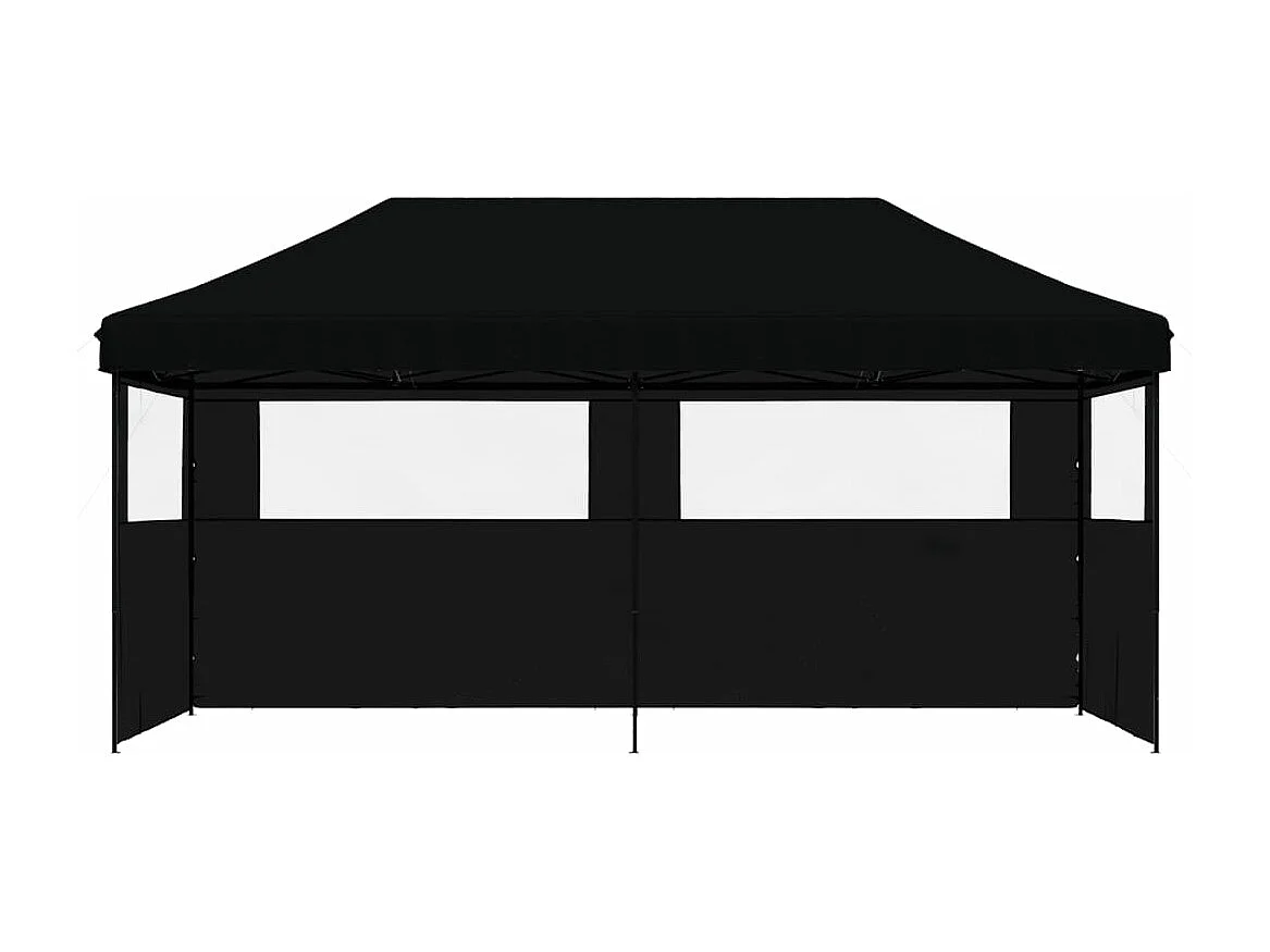 Tente de réception pliable escamotable 3 parois latérales noir