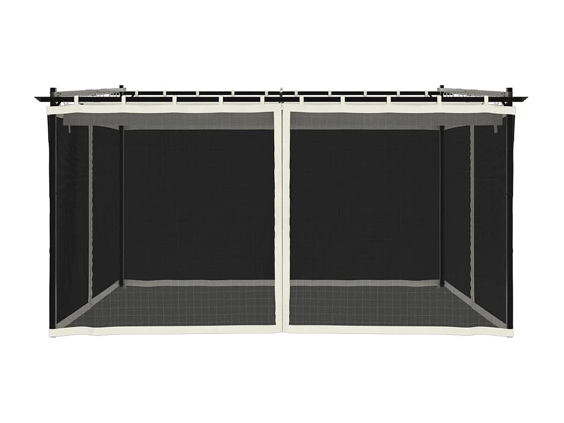 Tonnelle avec parois en filet crème 4x3 m acier