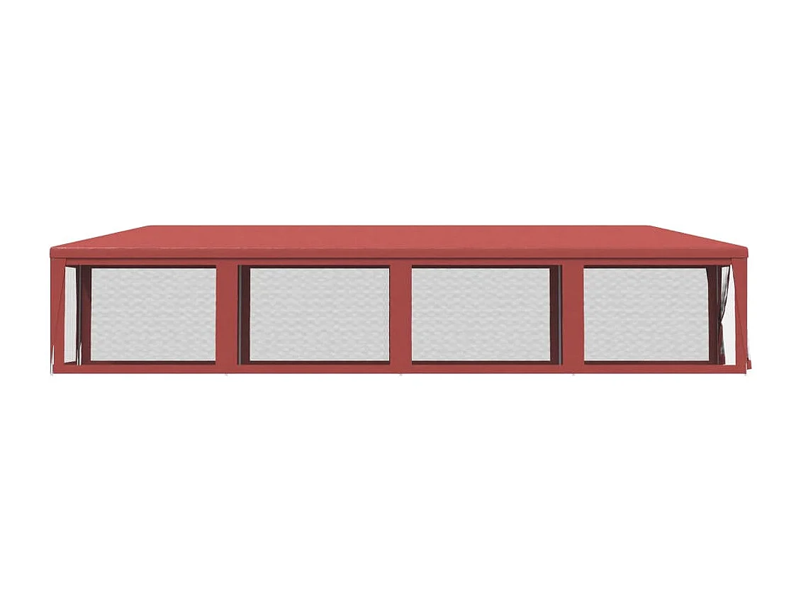 Tenda per Feste con 10 Pareti Laterali in Rete Rossa 3x12m HDPE