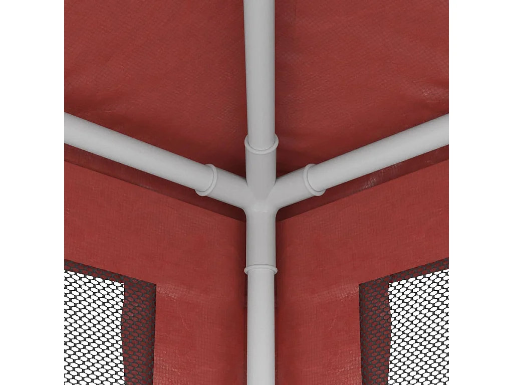 Tenda per Feste con 10 Pareti Laterali in Rete Rossa 3x12m HDPE