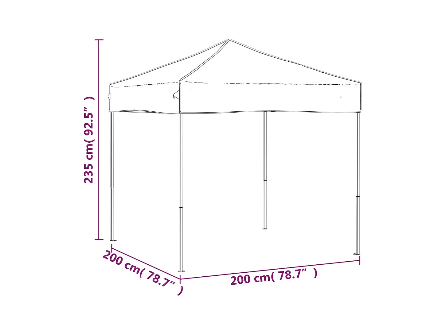 Tente de réception pliable Anthracite 2x2 m