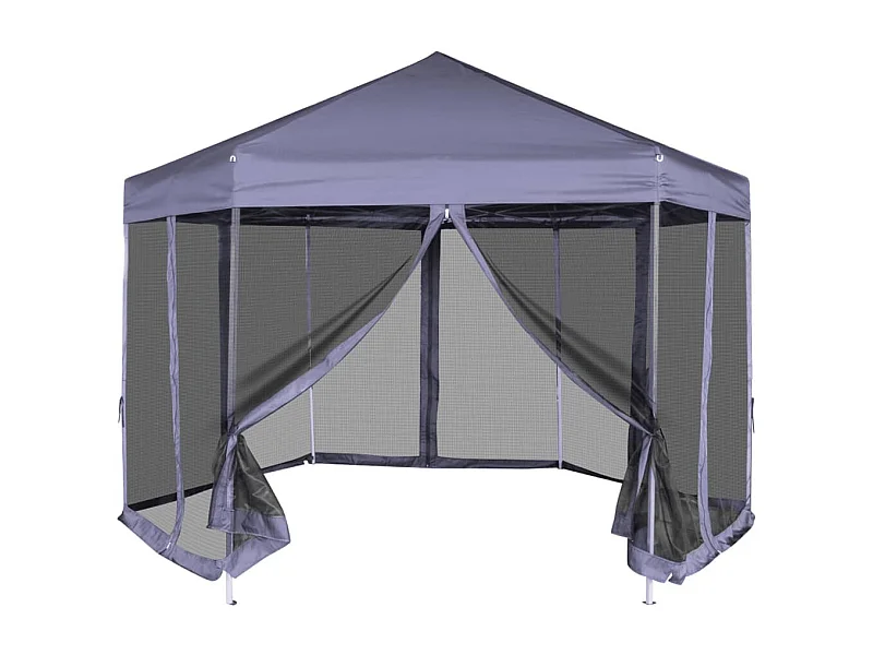 Chapiteau hexagonal avec 6 parois latérales 3,6x3,1m Bleu foncé