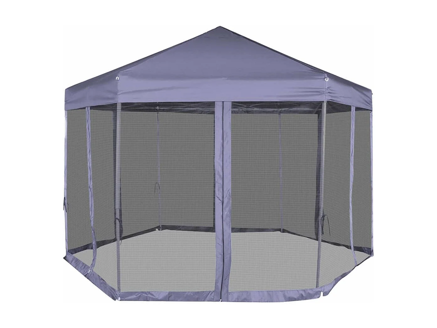 Carpa desplegable hexagonal 6 paredes blanco crema 3,6x3,1m