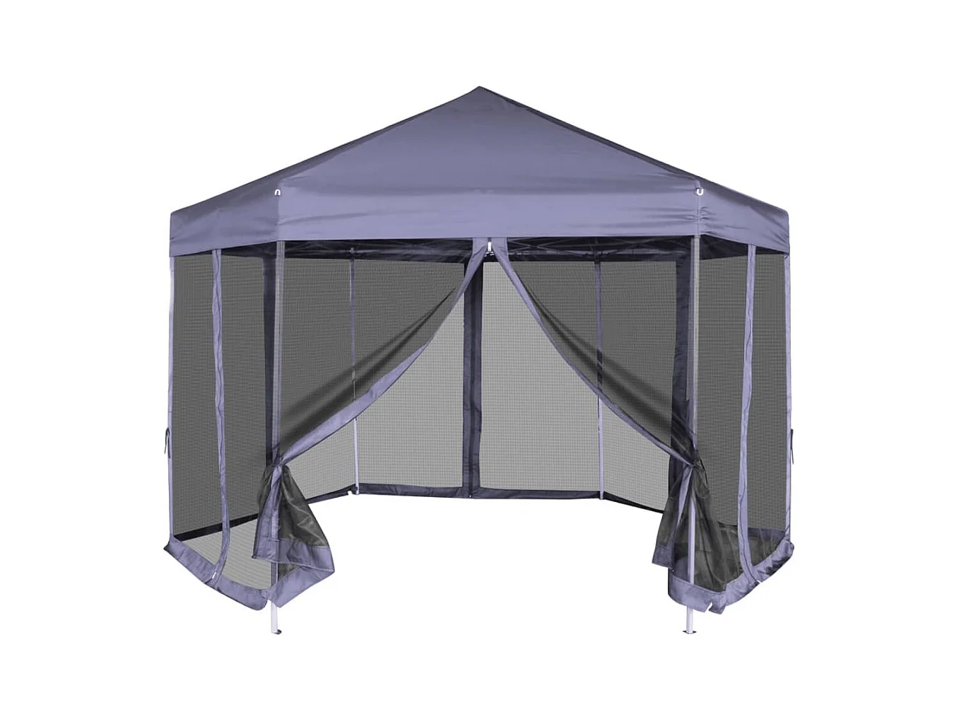 Chapiteau hexagonal avec 6 parois latérales 3,6x3,1m Bleu foncé