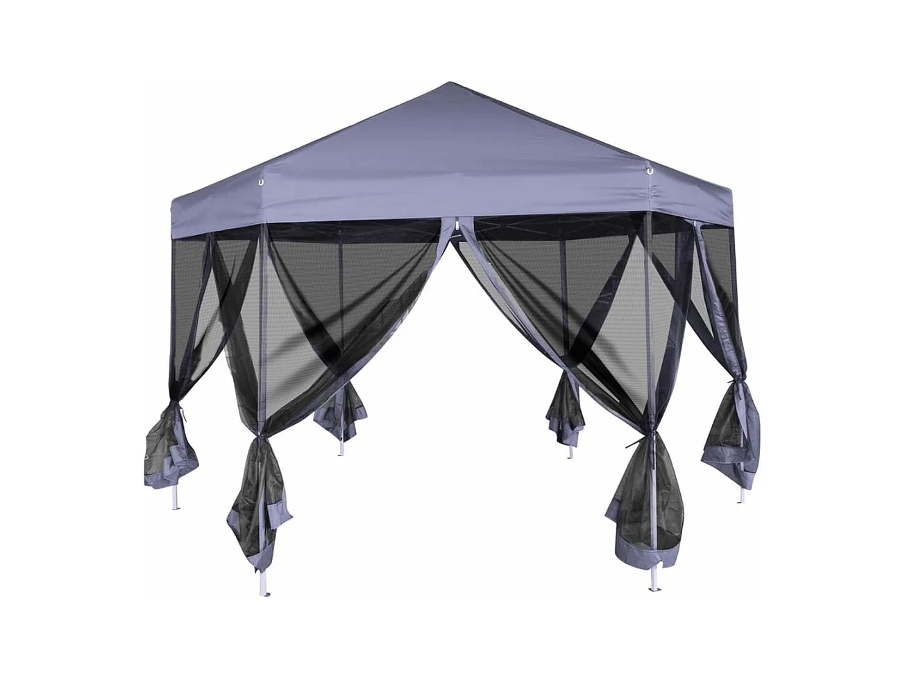 Chapiteau hexagonal avec 6 parois latérales 3,6x3,1m Bleu foncé