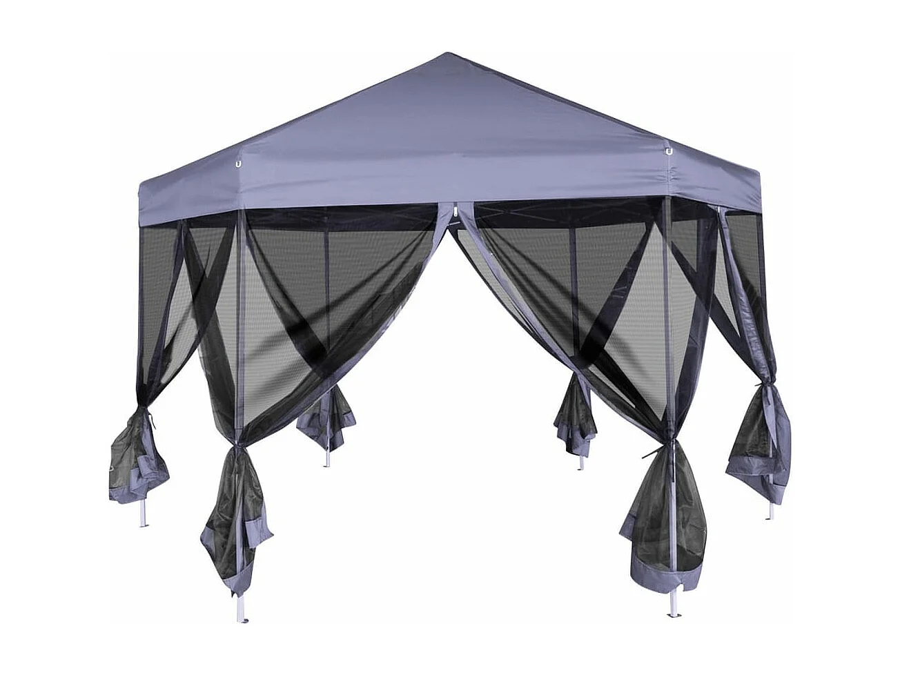 Chapiteau hexagonal avec 6 parois latérales 3,6x3,1m Bleu foncé