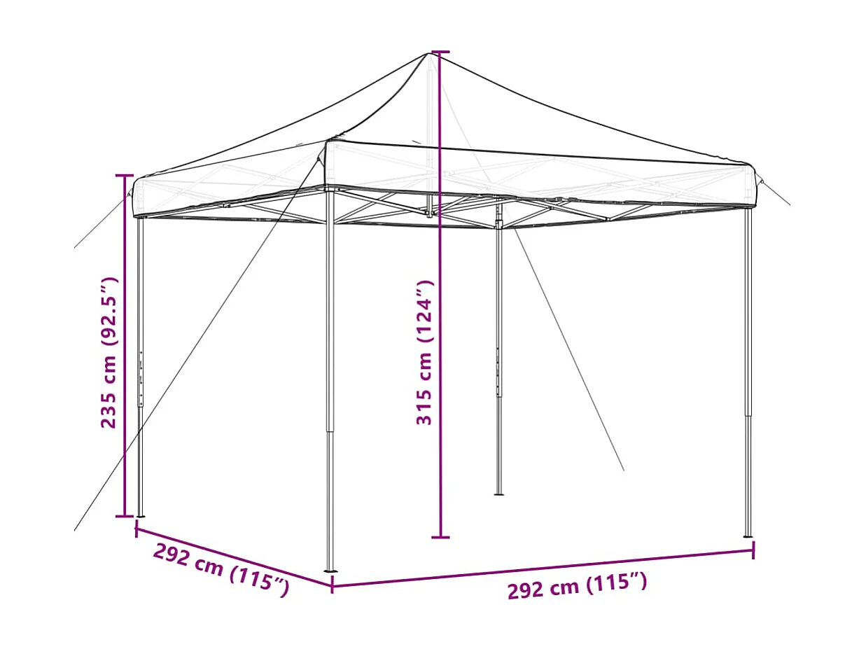 Tenda para festas dobrável com paredes laterais 3x3 m preto